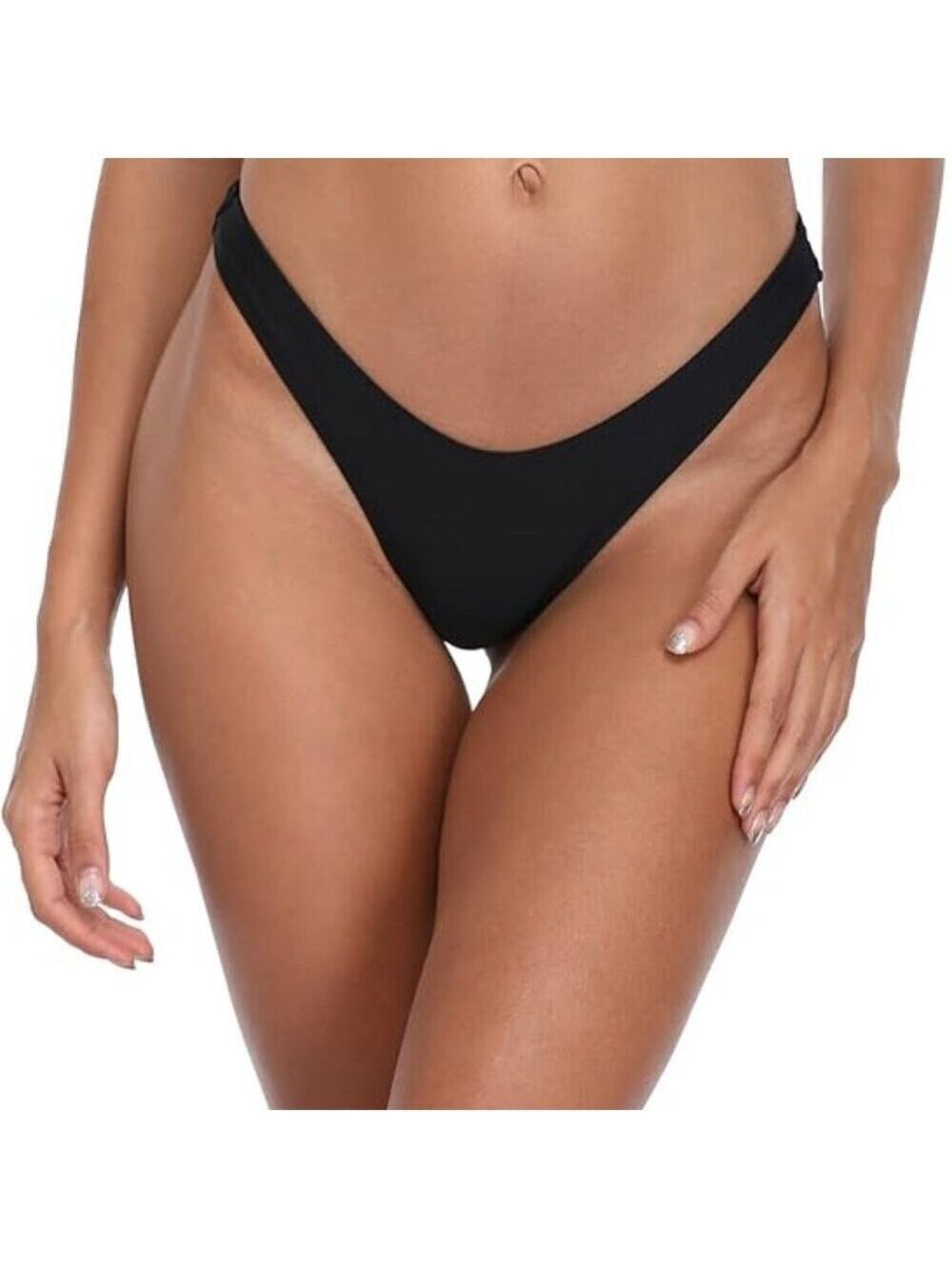 ✨RELLECIGA Women's Thong Bikini Bottom Brazilian High Leg Medium NWT Black